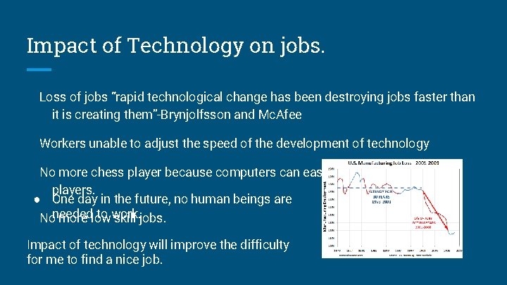 Impact of Technology on jobs. Loss of jobs “rapid technological change has been destroying