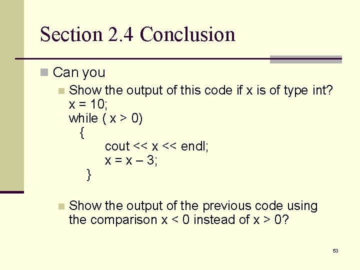 Section 2. 4 Conclusion n Can you n Show the output of this code Section 2. 4 Conclusion n Can you n Show the output of this code