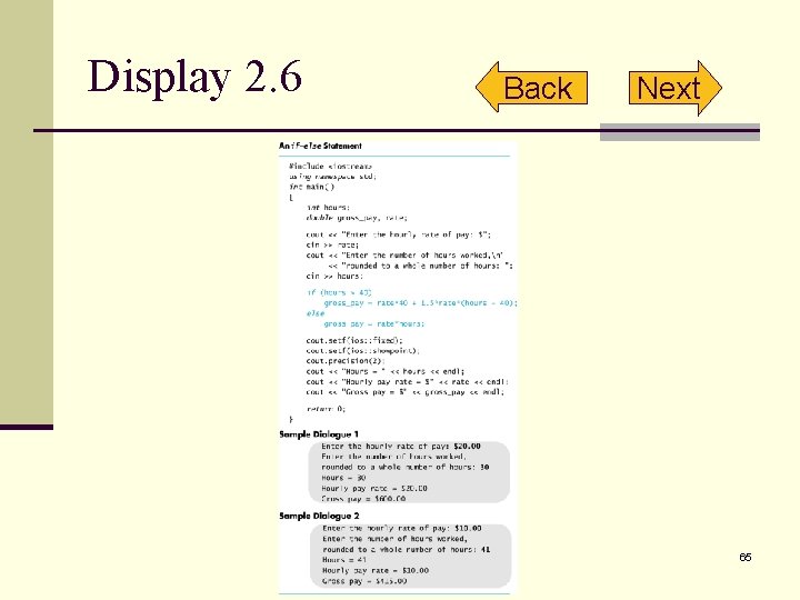 Display 2. 6 Back Next 65 Display 2. 6 Back Next 65