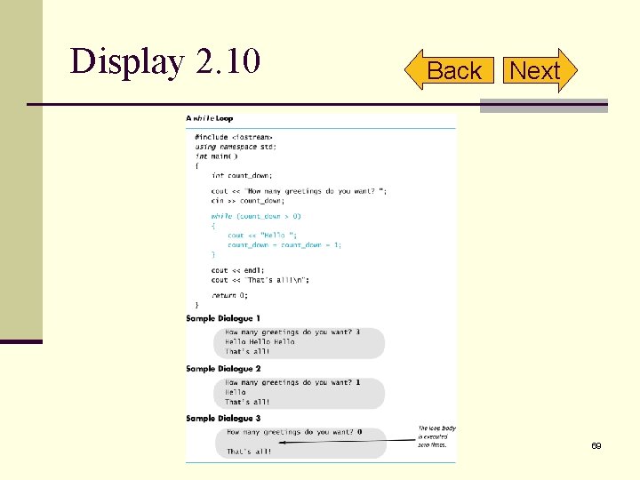 Display 2. 10 Back Next 69 Display 2. 10 Back Next 69
