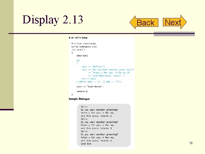 Display 2. 13 Back Next 72 Display 2. 13 Back Next 72