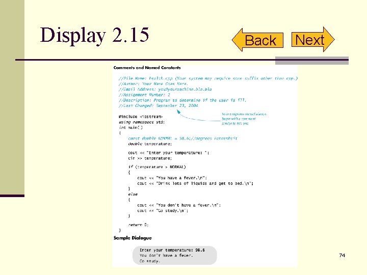 Display 2. 15 Back Next 74 Display 2. 15 Back Next 74