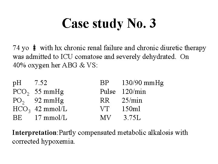 Case study No. 3 74 yo with hx chronic renal failure and chronic diuretic