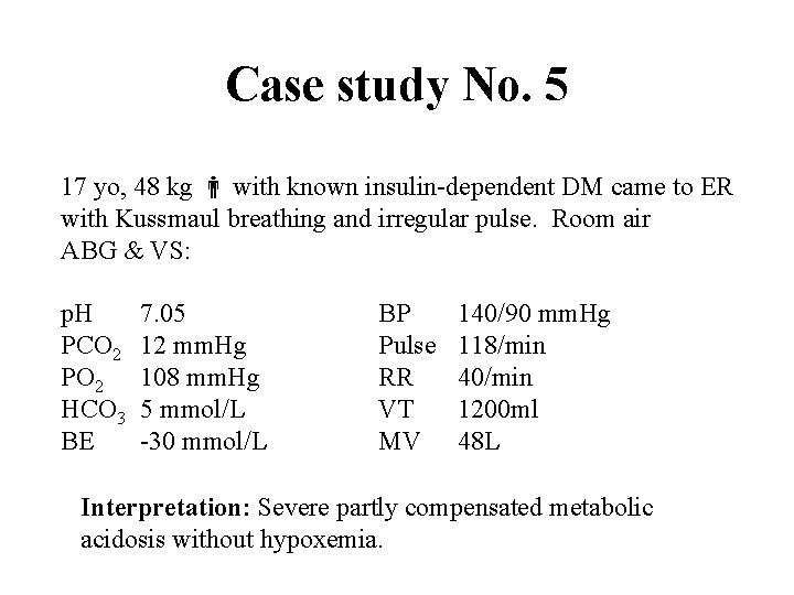 Case study No. 5 17 yo, 48 kg with known insulin-dependent DM came to