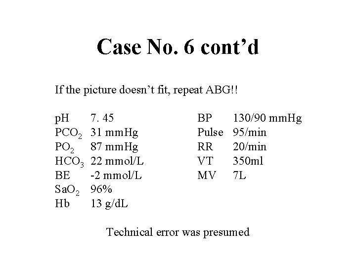 Case No. 6 cont’d If the picture doesn’t fit, repeat ABG!! p. H PCO