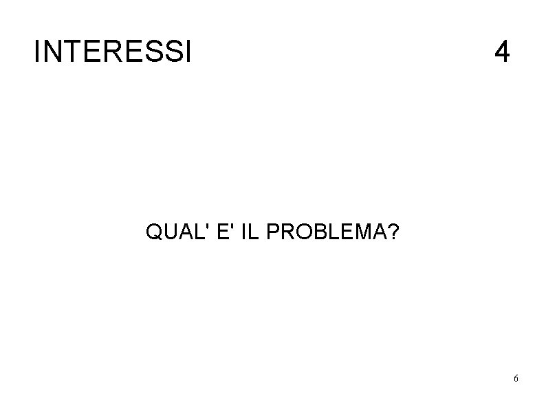 INTERESSI 4 QUAL' E' IL PROBLEMA? 6 