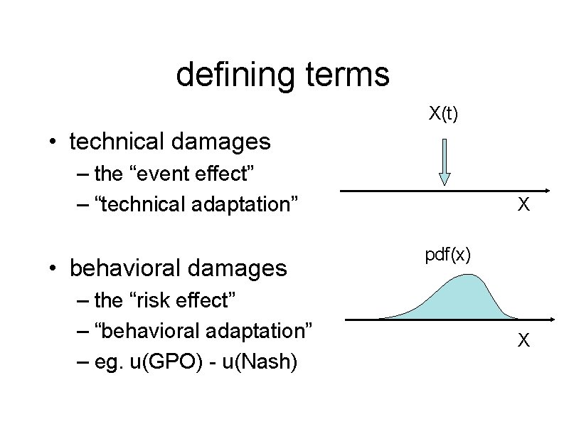 defining terms X(t) • technical damages – the “event effect” – “technical adaptation” •