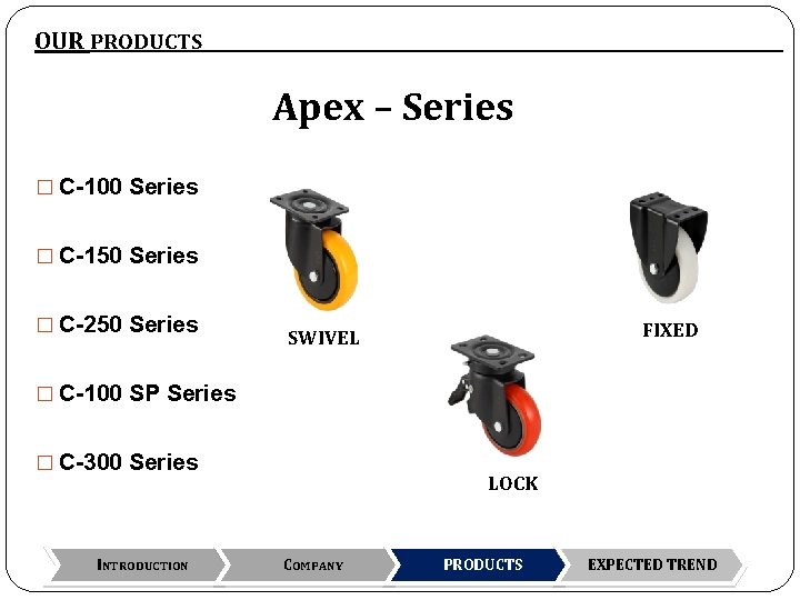 OUR PRODUCTS Apex – Series � C-100 Series � C-150 Series � C-250 Series