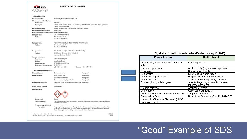 “Good” Example of SDS 