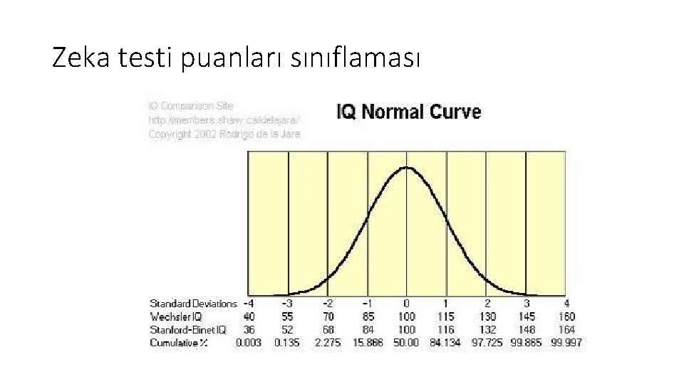 Zeka testi puanları sınıflaması 