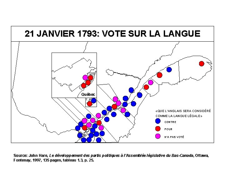 21 JANVIER 1793: VOTE SUR LA LANGUE Québec T. -R. «QUE L’ANGLAIS SERA CONSIDÉRÉ