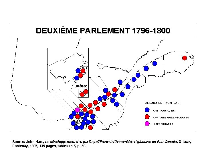 DEUXIÈME PARLEMENT 1796 -1800 Québec T. -R. ALIGNEMENT PARTISAN PARTI CANADIEN PARTI DES BUREAUCRATES