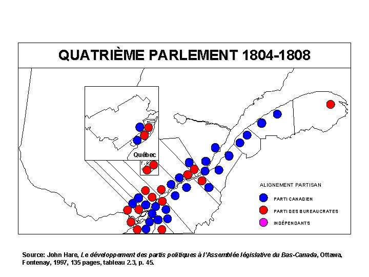 QUATRIÈME PARLEMENT 1804 -1808 Québec T. -R. ALIGNEMENT PARTISAN PARTI CANADIEN PARTI DES BUREAUCRATES