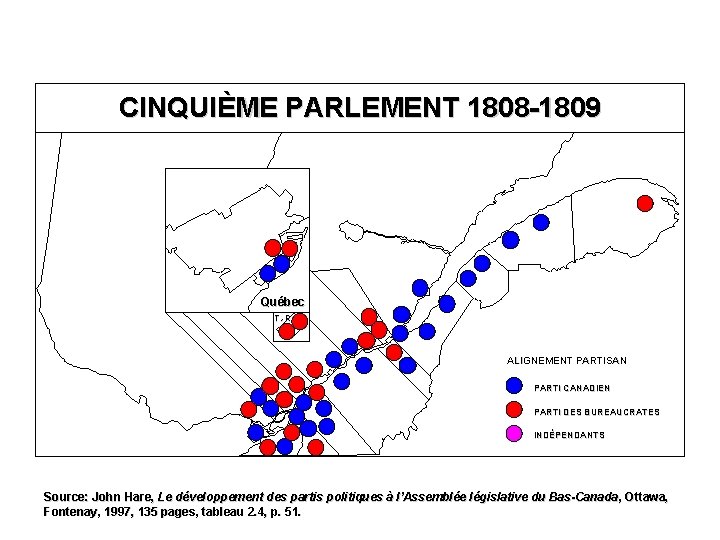 CINQUIÈME PARLEMENT 1808 -1809 Québec T. -R. ALIGNEMENT PARTISAN PARTI CANADIEN PARTI DES BUREAUCRATES