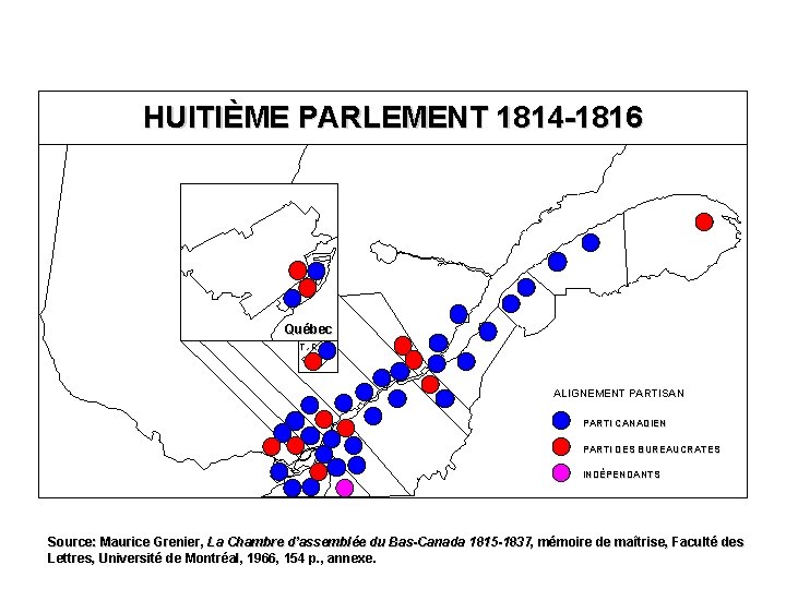 HUITIÈME PARLEMENT 1814 -1816 Québec T. -R. ALIGNEMENT PARTISAN PARTI CANADIEN PARTI DES BUREAUCRATES