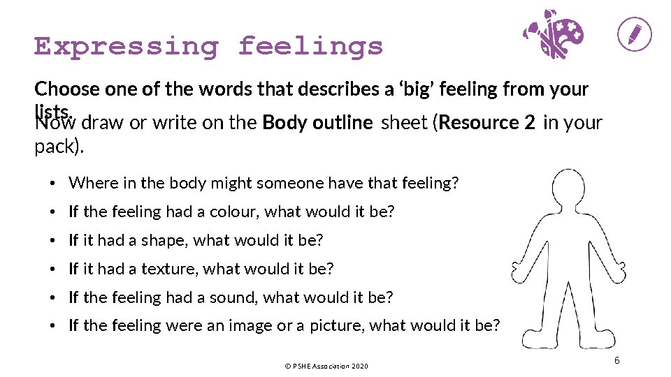 Expressing feelings Choose one of the words that describes a ‘big’ feeling from your