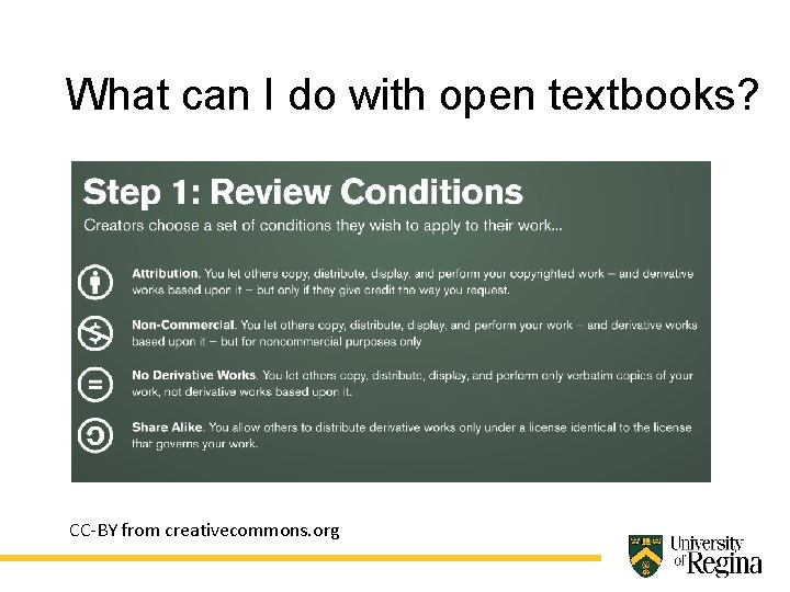 What can I do with open textbooks? CC-BY from creativecommons. org 