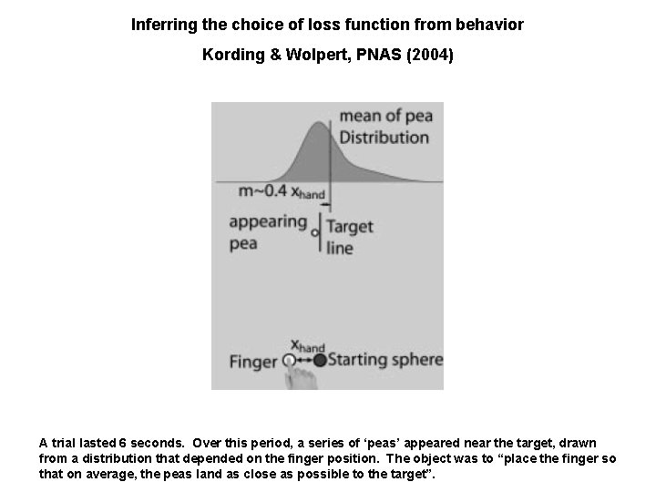 Inferring the choice of loss function from behavior Kording & Wolpert, PNAS (2004) A