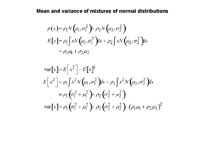 Mean and variance of mixtures of normal distributions 