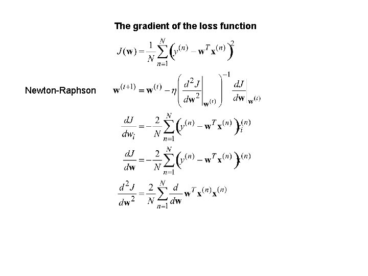 The gradient of the loss function Newton-Raphson 