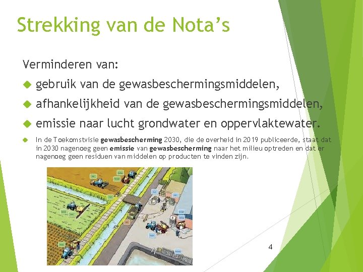 Strekking van de Nota’s Verminderen van: gebruik van de gewasbeschermingsmiddelen, afhankelijkheid van de gewasbeschermingsmiddelen,