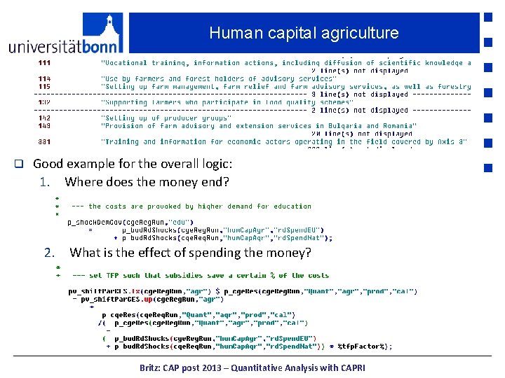 Human capital agriculture q Good example for the overall logic: 1. Where does the