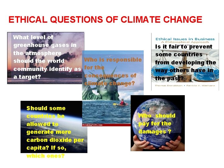 ETHICAL QUESTIONS OF CLIMATE CHANGE What level of greenhouse gases in the atmosphere Who