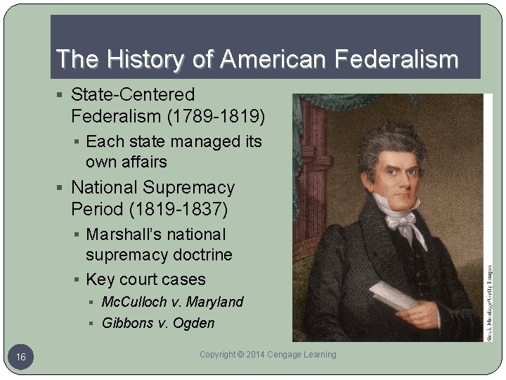 The History of American Federalism § State-Centered Federalism (1789 -1819) § Each state managed