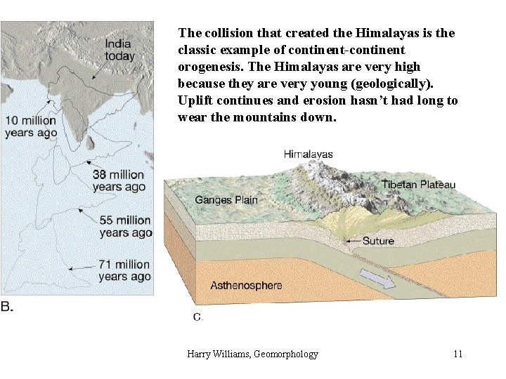 The collision that created the Himalayas is the classic example of continent-continent orogenesis. The