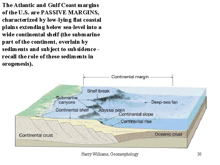 The Atlantic and Gulf Coast margins of the U. S. are PASSIVE MARGINS, characterized