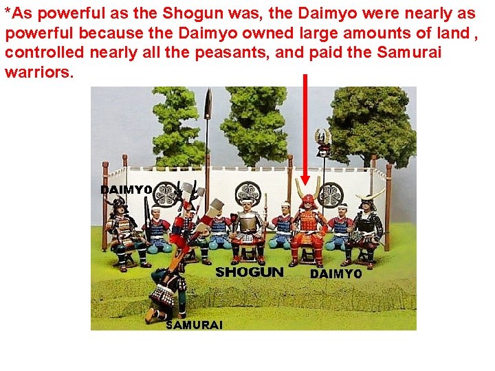 *As powerful as the Shogun was, the Daimyo were nearly as powerful because the