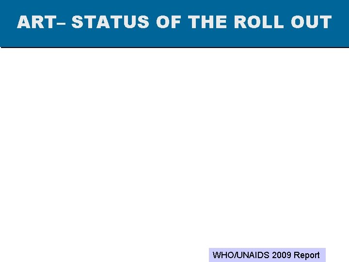 ART– STATUS OF THE ROLL OUT 4. Global HIV treatment--Progress WHO/UNAIDS 2009 Report 