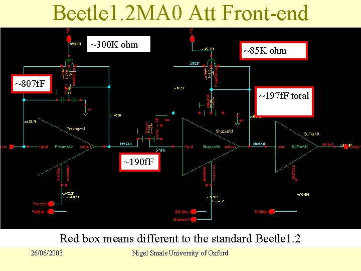 Beetle 1. 2 MA 0 Att Front-end ~300 K ohm ~85 K ohm ~807