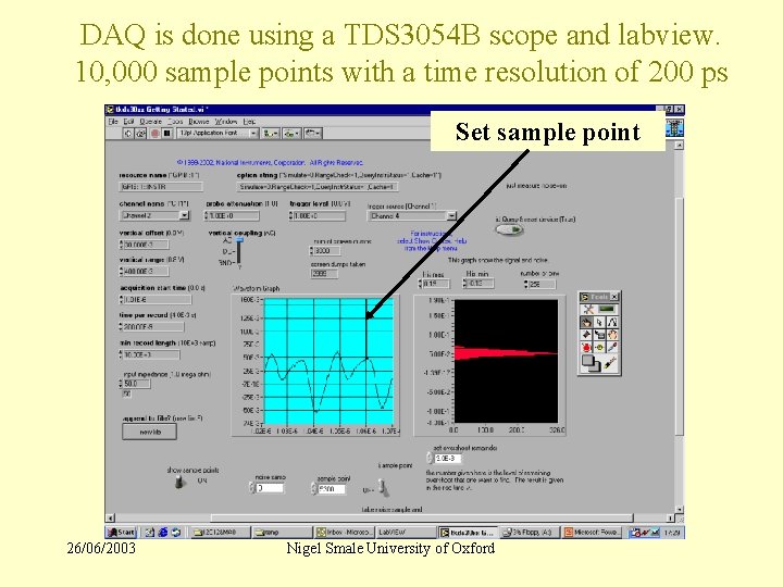 DAQ is done using a TDS 3054 B scope and labview. 10, 000 sample