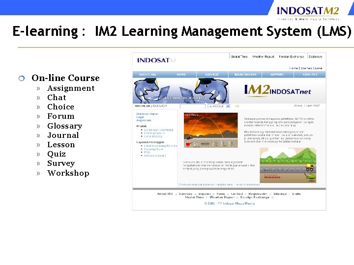 E-learning : IM 2 Learning Management System (LMS) ¦ On-line Course » » »