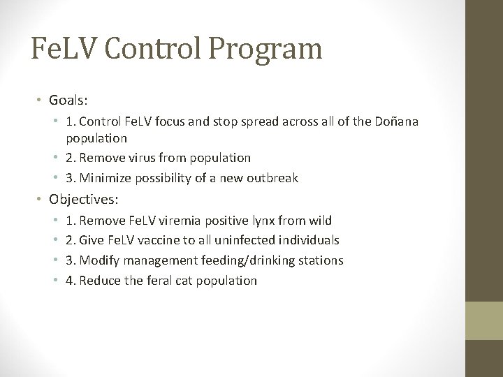 Fe. LV Control Program • Goals: • 1. Control Fe. LV focus and stop