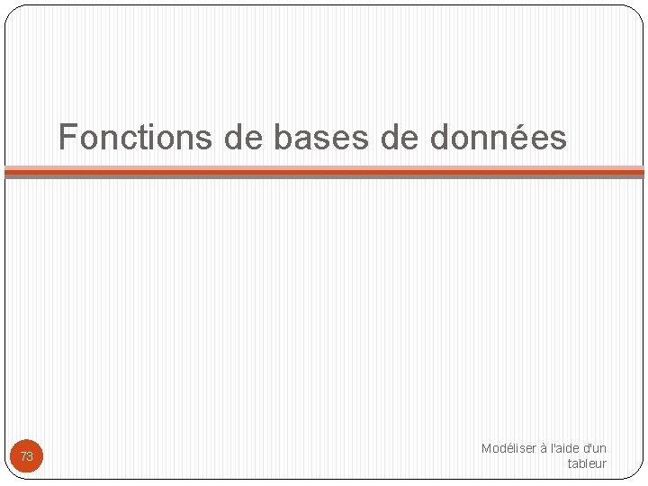 Fonctions de bases de données 73 Modéliser à l'aide d'un tableur 