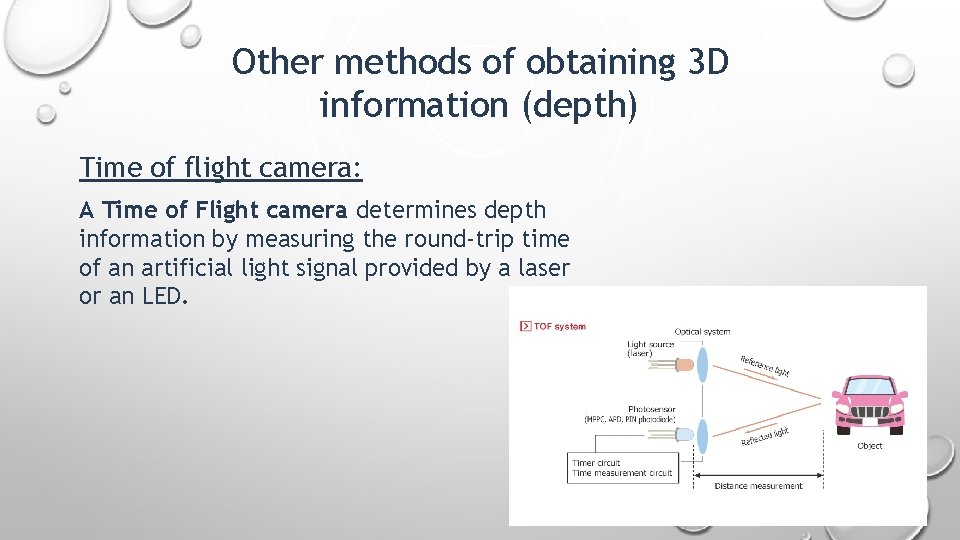 Other methods of obtaining 3 D information (depth) Time of flight camera: A Time