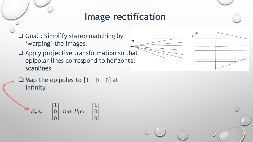 Image rectification q Goal : Simplify stereo matching by ‘warping’ the images. q Apply