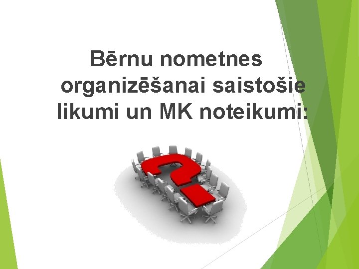 Bērnu nometnes organizēšanai saistošie likumi un MK noteikumi: 