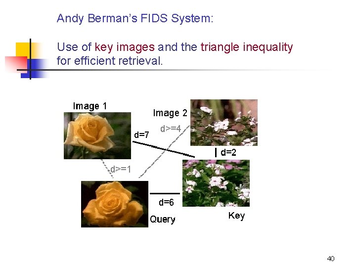 Andy Berman’s FIDS System: Use of key images and the triangle inequality for efficient