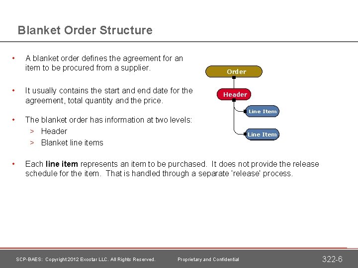 Blanket Order Structure • • A blanket order defines the agreement for an item