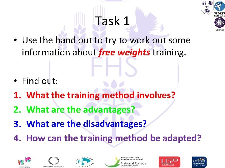 Task 1 • Use the hand out to try to work out some information