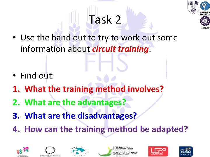 Task 2 • Use the hand out to try to work out some information