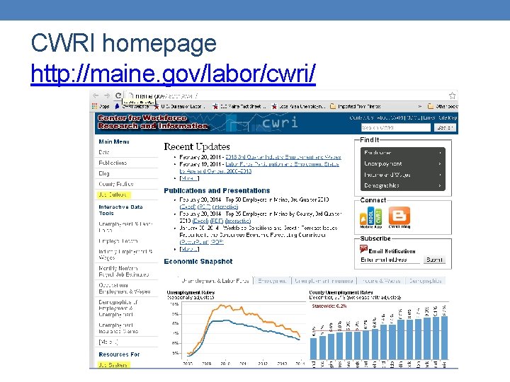 CWRI homepage http: //maine. gov/labor/cwri/ 
