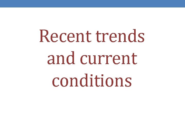 Recent trends and current conditions 