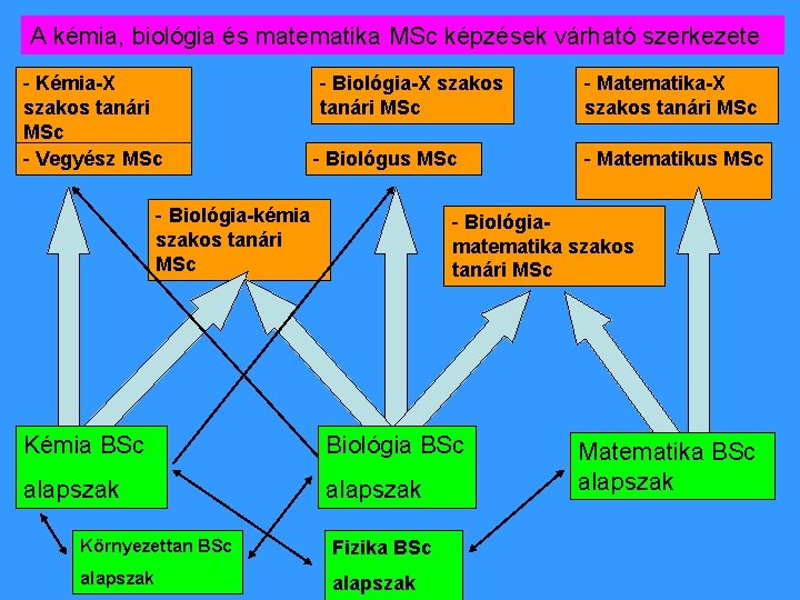 A kémia, biológia és matematika MSc képzések várható szerkezete - Kémia-X szakos tanári MSc