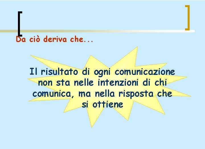 Da ciò deriva che. . . Il risultato di ogni comunicazione non sta nelle