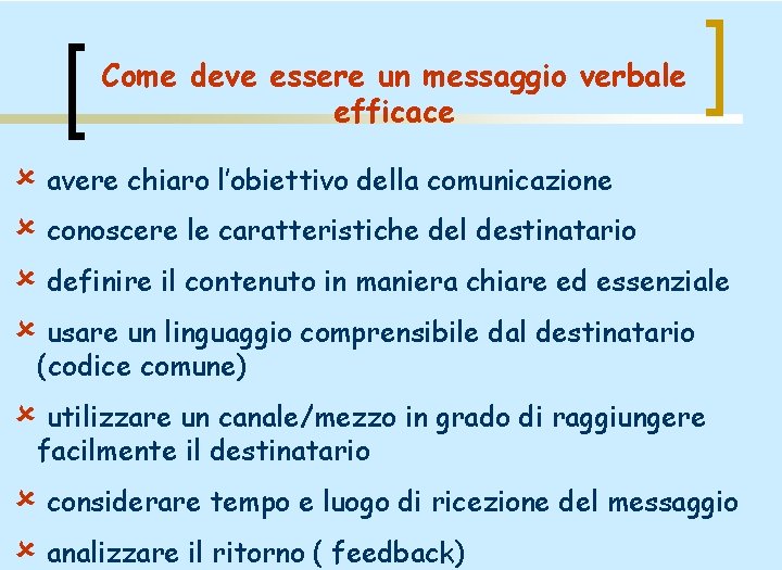 Come deve essere un messaggio verbale efficace û avere chiaro l’obiettivo della comunicazione û