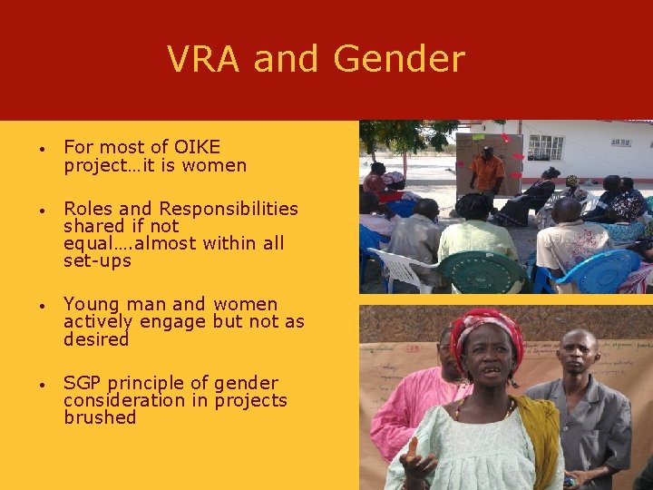 VRA and Gender • For most of OIKE project…it is women • Roles and